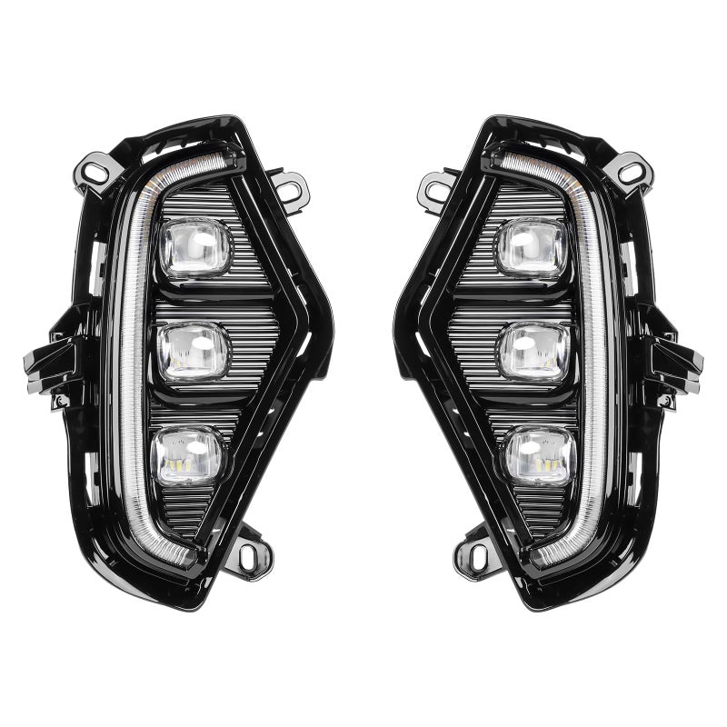 مصابيح التشغيل النهارية من باوفرتي لسيارات تويوتا RAV4 2019-2025، مجموعة مصابيح الضباب LED مع إشارات انعطاف باللون الكهرماني مع 3 ألوان DRL